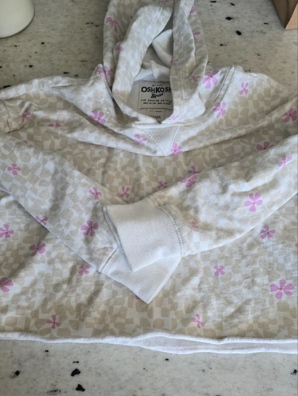 OshKosh B'gosh Cream Hoodie Sweater with Pink Floral Print